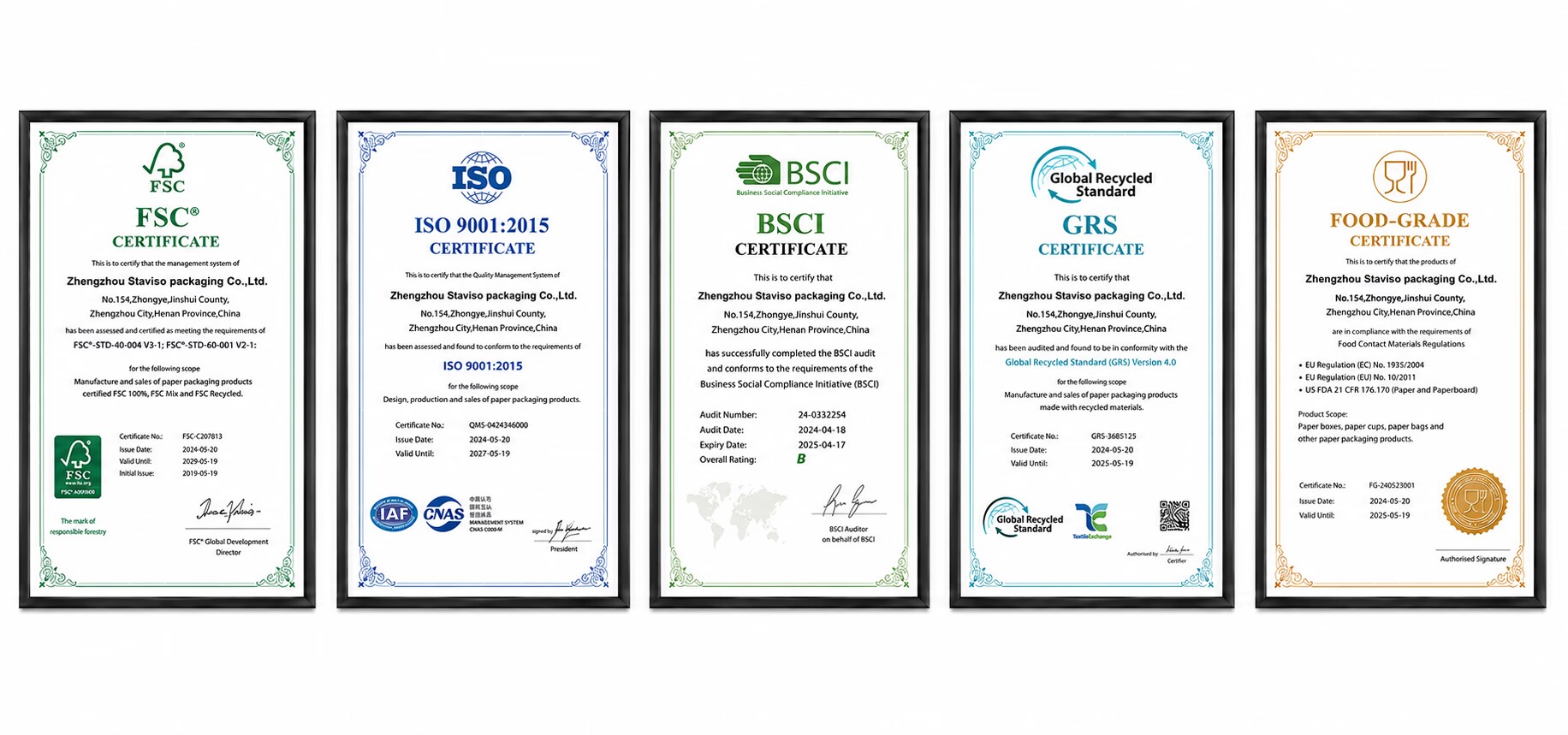 custom packaging certificate