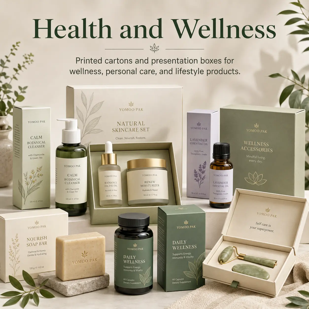 Custom packaging for health, wellness and personal care products
