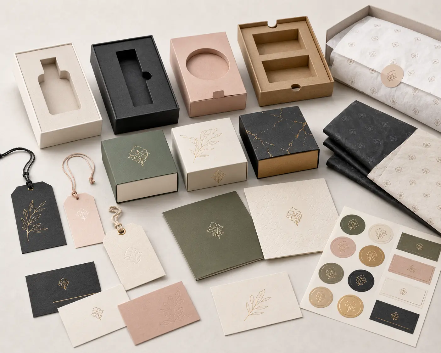 Custom packaging inserts, sleeves, cards, and labels