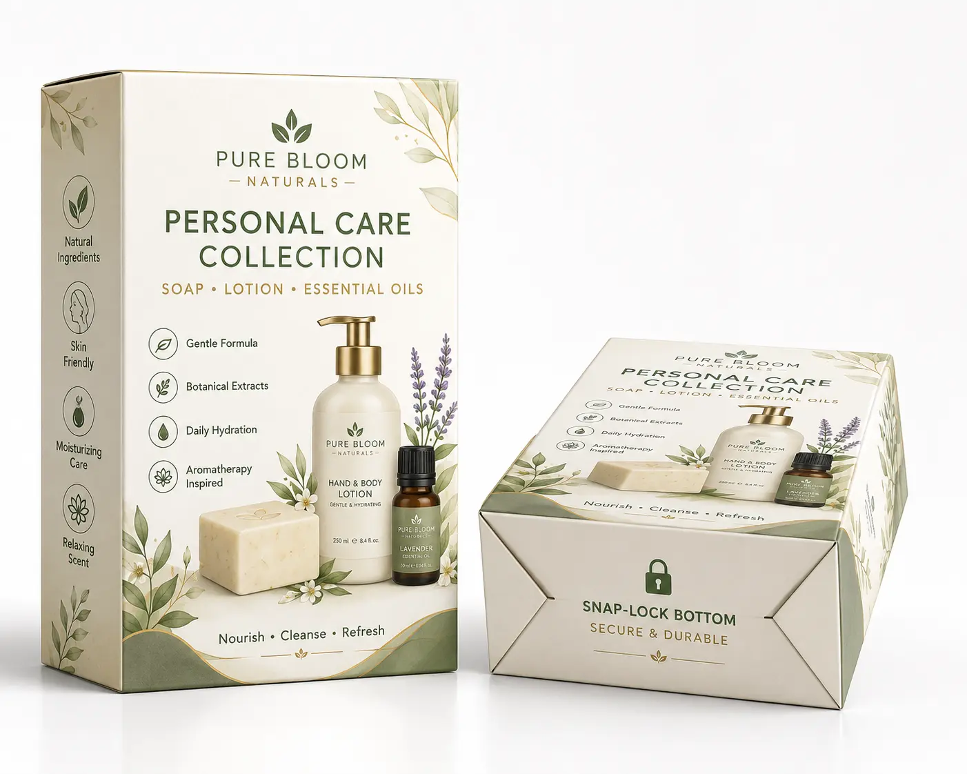 Snap-Lock Bottom Carton for personal care packaging
