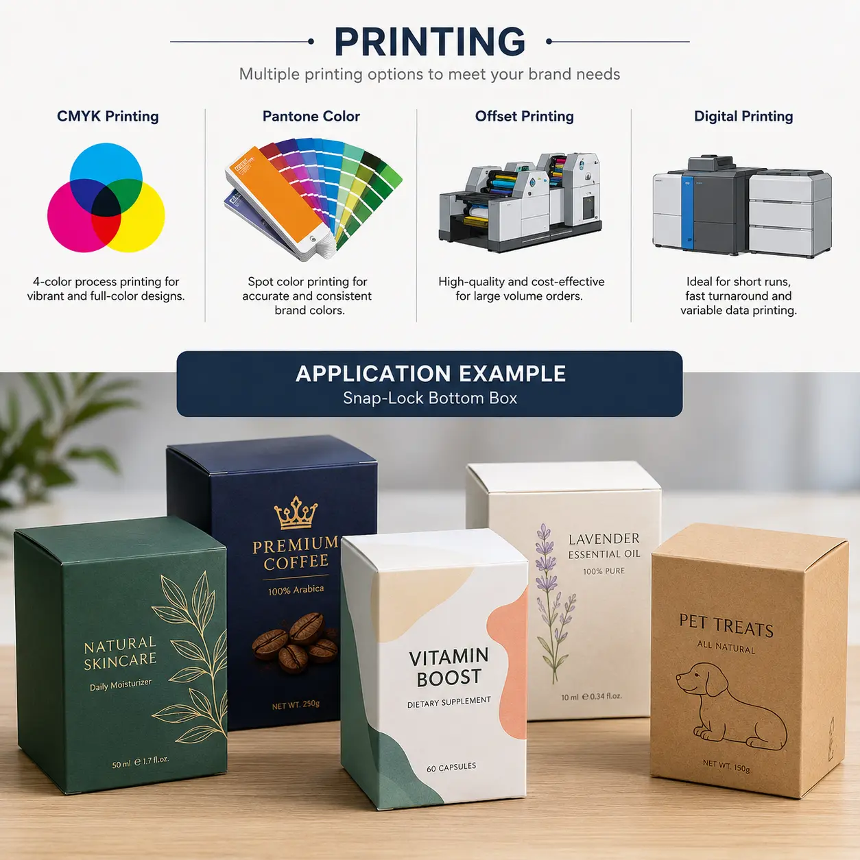 Custom printed Snap-Lock Bottom Carton with premium printing and finishing